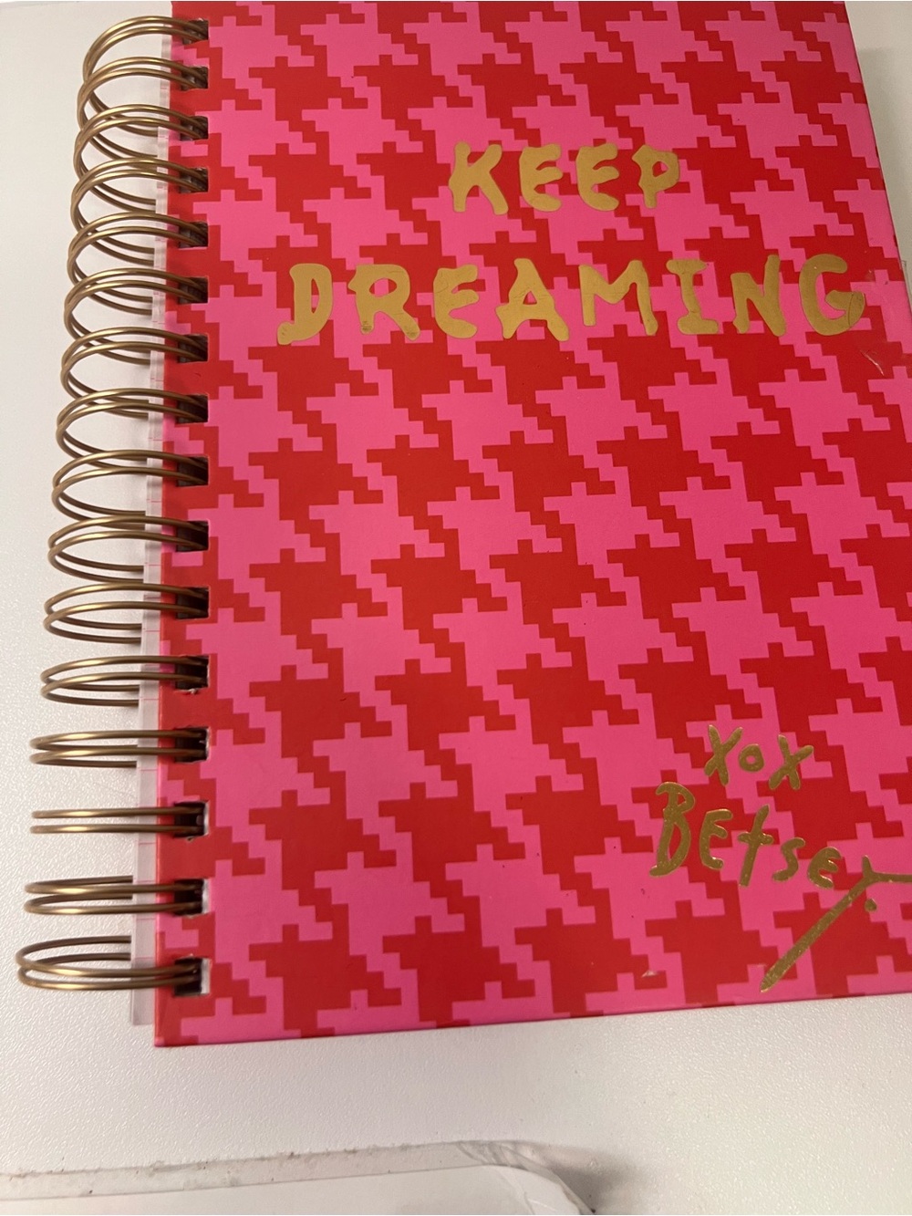 Betsey Johnson Pink  Houndstooth Pattern Notebook